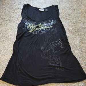 Harley-Davidson Black Tank with Yellow and Silver Graphic Embellishment